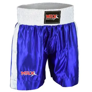 Men Boxing Shorts for Boxing Training Fitness Gym Cage Fight MMA Mauy Thai Kickboxing Trunks Clothing (Blue-white)