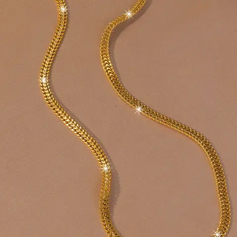New Fashion Necklace, Neck Jewelry, Cuban Necklaces, Dubai-Style Copper-Plated Cuban Link Necklace for Women, Perfect Gift for Girlfriend & Friends for Valentine's Day & All Seasons