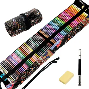 Colored Pencil Set with Canvas Roll-up Case, 1 Set 72pcs Colored Pencil & 1 Count Pencil Sharpener & 1 Count Eraser, Art Supplies Drawing for Student Adult Coloring