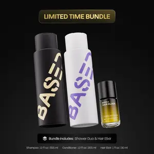 BASED Shower Duo + Hair Elixir | Shampoo, Conditioner, Hair Elixir | Cleanse, Hydrate & Protect | Non-Toxic, High Performance