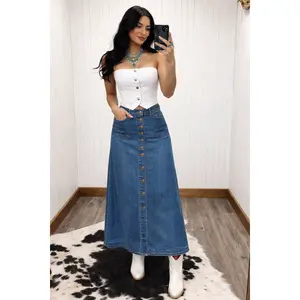 WHITE DENIM TUBE TOP
