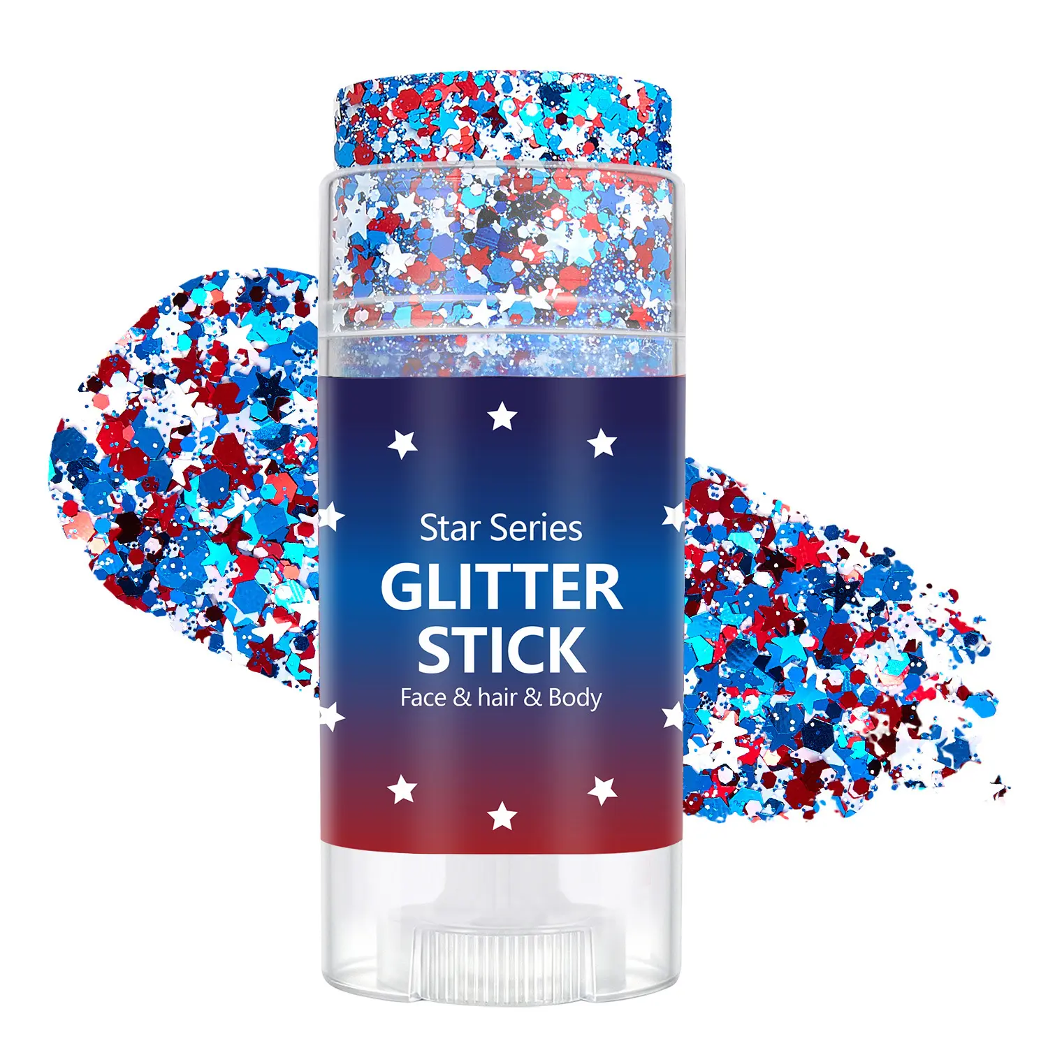 glitter stick for face 4th of July Glitter Highlighter Stick, Red-White-Blue Sparkle Makeup for Holiday Party Events