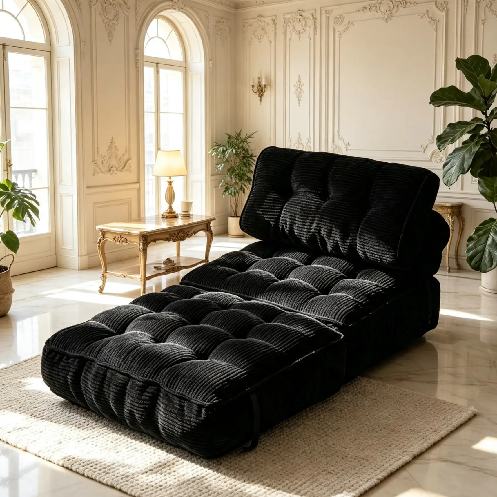 Modular Corduroy Floor Sofa Bed, Convertible Lazy Daybed Chaise Lounge, Adjustable Armless Single Sofa Couch for Living Room Bedroom Guest Room Single