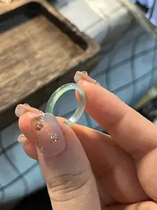 Bohemian Jade Thin Ring, Chinese Style Jewelry, Lucky Feng Shui Energy Ring, Perfect Gift for Women and Girls, All Seasons, Skinny Jade Ring
