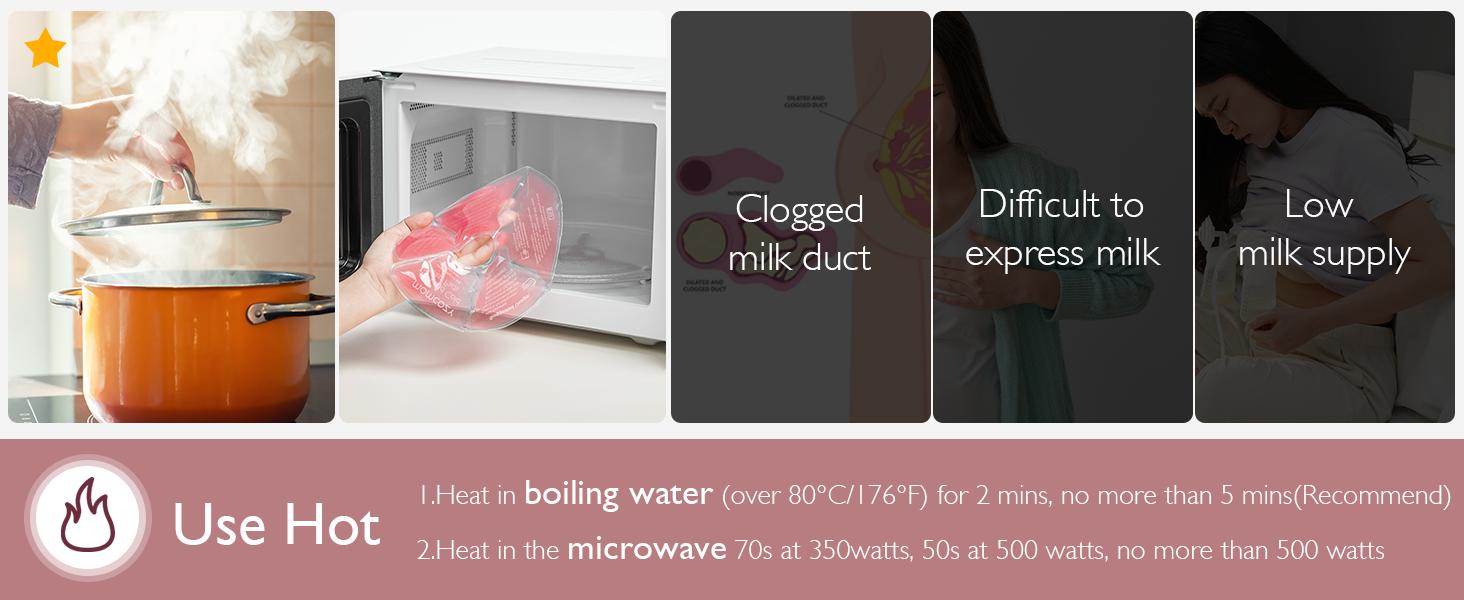 Momcozy Larger Breast Therapy Packs, Hot and Cold Breast Pads with 2 Soft Covers, Breastfeeding Essentials for Relieve Clogged Ducts, Nipple Pain, Engorgement, 2 Pack