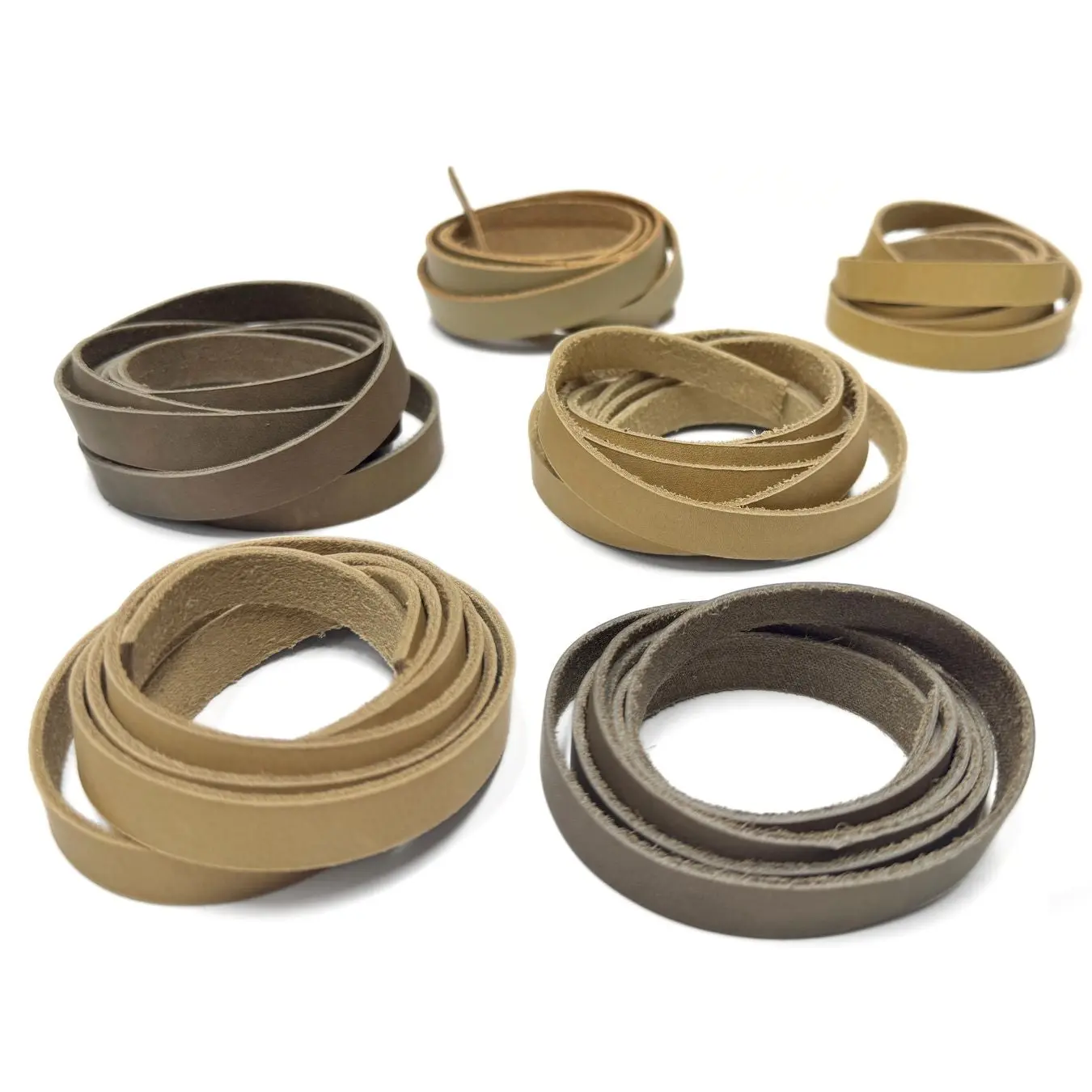 6 Pack Cowhide Leather Strips - Assorted Cream Colors