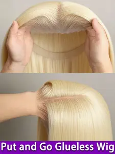 Glueless 613 Blonde 5x5 150% Density Lace Front Silky Straight Wig Human Hair Wear And Go Pre-Plucked Natural Hairline Brazilian Blonde Straight Wig HD Transparent Lace Closure Wig Glueless Straight Wigs