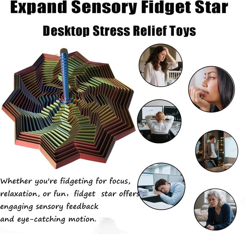 3D Printed Fidget Star Spinner – Mesmerizing Sensory Stress Relief Toy for Focus & Anxiety, Fun Desk Gadget for Office, Classroom, or Gift for Fidget Lovers
