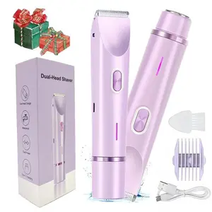 Women's Electric Shaver with Dual-Head Bikini Trimmer, Ipx7 Waterproof for Wet & Dry Use, Multifunctional Facial Hair Remover