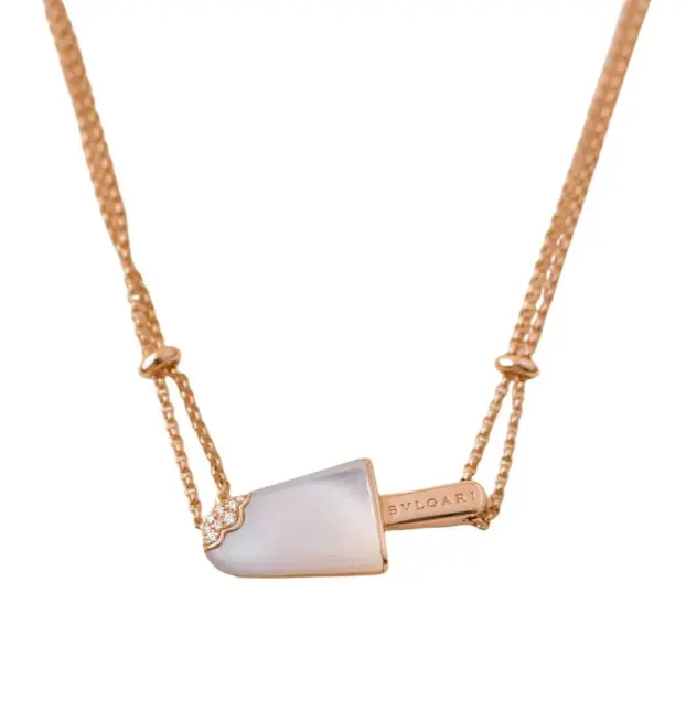 Pre-owned Bvlgari Gelati Pendant necklace 18K Rose Gold Dia Mother of Pearl,non full set