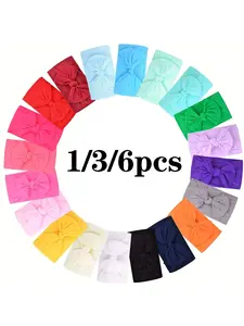 1/3/5pcs Women's Sweat-Wicking Bow Sports Headband, Sweat Absorbing Headband, Wide Elastic Plain Color Hairband, Comfortable Anti-Slip Design, All Seasons Casual Style