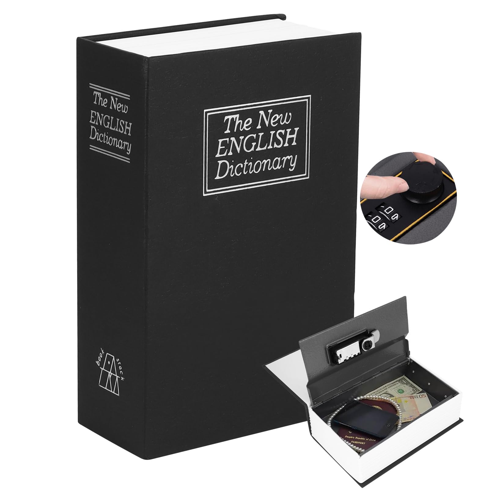 Durable Mechanical Lock & Password Access Book Money Box - Travel Safe for Cash, Documents and Personal Valuables, Sturdy Home Decor Piggy Bank