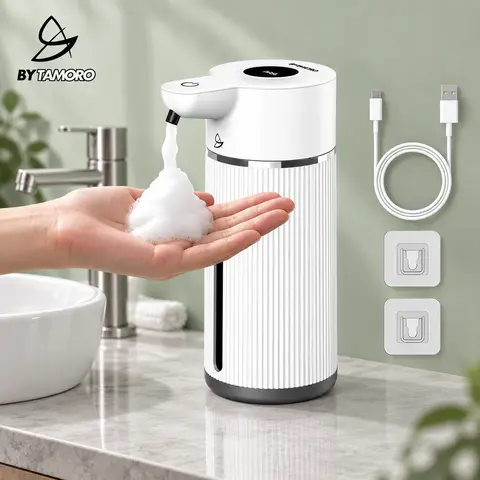 Touchless Smart Soap Dispenser, 15oz Eco-Smart USB Rechargeable Dispenser with 0.25s Induction, 4 Adjustable Levels, Waterproof, Home Bathroom Kitchen Essentials Wall-Mountable Gadget