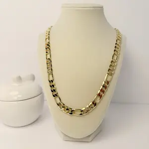 Gold Plated 14K Cuban Chain, Figaro & Rope Necklace with Lobster Clasp - Unisex Accessory for Men and Women