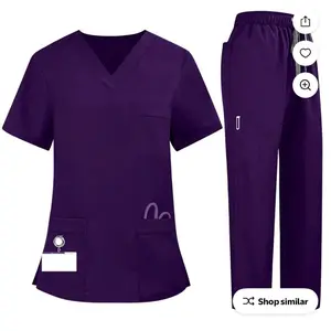Uniform in Purple - Simple Design with Pockets and Matching Pants Clothes Womenswear