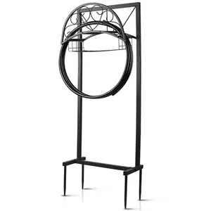 Upgraded Garden Hose Holder with Storage Basket – Holds 151ft Hose, Heavy Duty Freestanding Water Hose Stand, Rustproof Steel, 4-Anchor Stable Base, Detachable for Easy Storage – Outdoor Use for Yard, Lawn, Farm