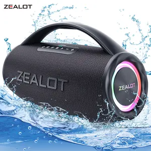 【ZEALOT 】 portable wireless speaker with 80W, high fidelity sound effects, RGB ambient lighting, IPX6 waterproof, TWS pairing, bidirectional fast charging 16000mAh, supports 10 hours of continuous playback. Ideal choice for family, car, outdoor and party
