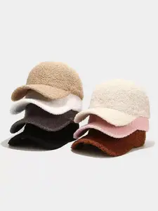Unisex Faux Shearling Baseball Cap, Smooth Velvet Visor Hat, Warm & Soft, Adjustable Closure, Ideal for Daily Wear & Outdoor Sports, High Quality Hat