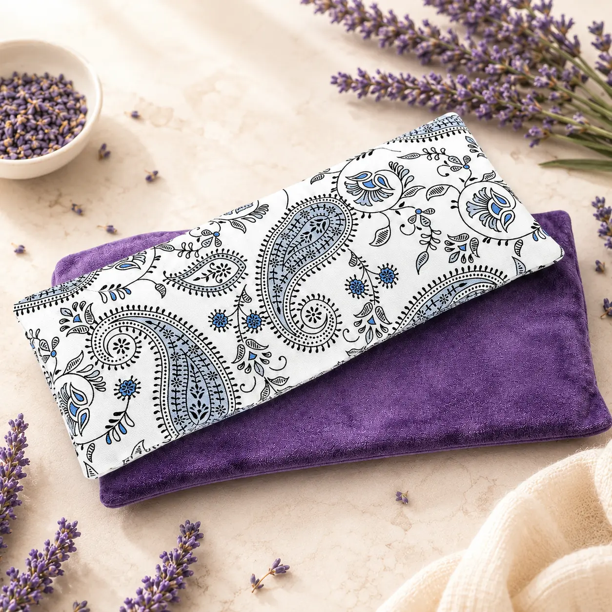 Lavender Eye Pillow for Relaxation, Yoga, Sleep – Weighted Eye Mask for Headache, Sinus, Aromatherapy Moist Heat Compress, Meditation Accessory, Relaxation Gift for Women