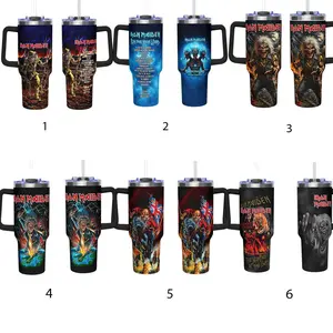 Iron Maiden 40oz Tumbler with Handle Metal Fan Gift Insulated Mug