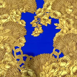 Pre-owned CHANEL Silk Bag Accessories Blue Baroque Scarf