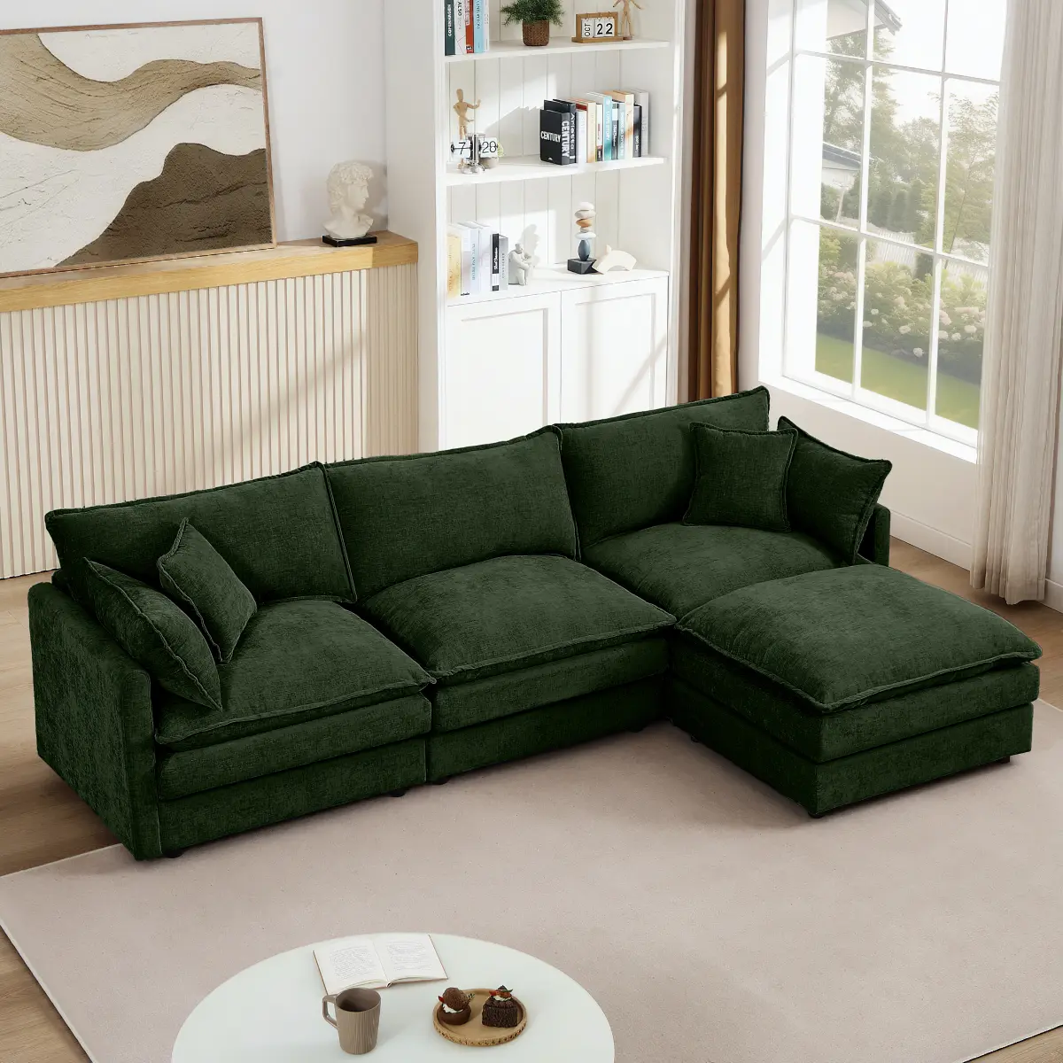 Green + Chenille + 3 Seat