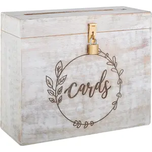 Wedding Card Box with Card Slit and Lock 12"X10"X4.5"- Gift Wishing Well Card Box for Weddings, Receptions, Birthdays, Graduations, Baby Showers, Honeymoon Funds LF (WHITE)