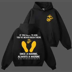 USMC Yellow Footprints Hoodie T-Shirt Sweatshirt, Marine Corps Emblem, Marine Corps Shirt, Marine Corps Hoodie, USMC Shirt, Marine Corps Fan Shirt, Semper Fi Sweatshirt, Patriotic Pullover for Men, Gift for Men and Women