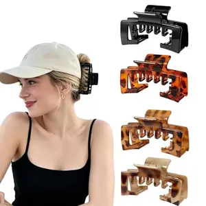 4Pcs Claw Clips for Baseball Caps, Strong, Non-Slip Square Design, Hair Clip for Hat for Women, Hair Accessory Gifts, Mixed Color for Thick and Fine Hair