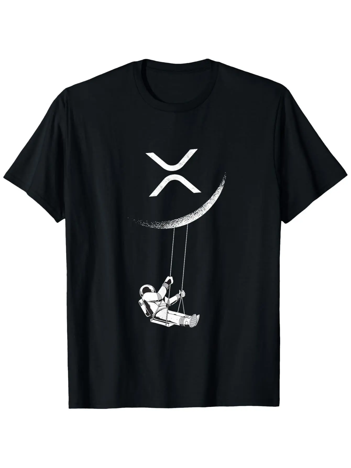 Men's XRP Crypto Currency Logo T-Shirt -  Cotton 180gsm Black Tee with White XRP & Moon Design, Regular Fit Short Sleeve Shirt for all-Season Casual Wear, S-XXXL Sizes (XRP Merchandise)