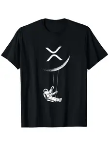 Men's XRP Crypto Currency Logo T-Shirt - 100% Cotton 180gsm Black Tee with White XRP & Moon Design, Regular Fit Short Sleeve Shirt for all-Season Casual Wear, S-XXXL Sizes (XRP Merchandise)