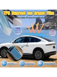 TPU 99% UV Protection Car Roof Panoramic Sunshade Skylight Ice Armor Window Film, 7.5Mil Anti-Scratch High Transparency Safety Window Film Car Skylight, Universal Skylight Ice Armor Glass Protection Film (Blue/Black)