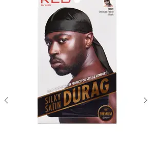 Red Silky Satin Durag Premium Smooth Silky Durag for Men & Women 360 Waves Headwraps (Black)