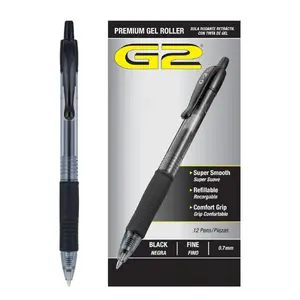 Premium Retractable Gel Pens 12 Pack – Fine Point Black Ink Rolling Ball Pens, Smooth Writing Refillable Office School Pens