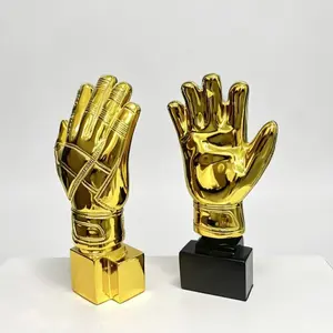 1Best Goalkeeper Golden Glove Trophy, Yashin Award Football Match Trophy Model, Fan Collection Souvenir, Desk Placement