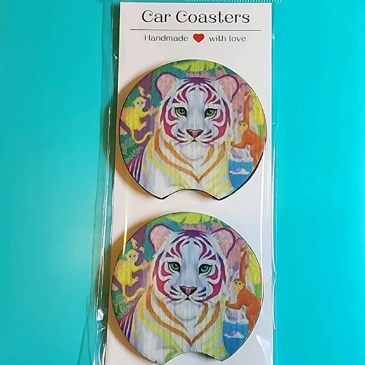 Colorful Tiger Car Truck Cup Holder Car Coasters