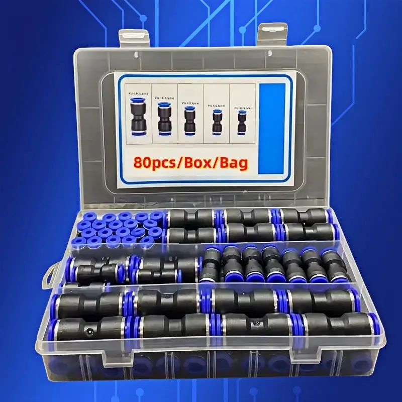 80pcs Quick Connect Air Hose Fittings, Hose Connectors Quick Connect, Quick Couplers, Couplings for 4/6/8/10/12mm Tubes, Universal Thread, Leak Proof, Versatile Hose Installation, Easy Installation for Air Pipes