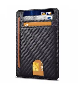 RFID Blocking Slim Leather Wallet - 8-Slot Minimalist Front Pocket Wallet (4.47"x3.14"x0.35")， Unisex Thin Credit Card Holder for Men & Women