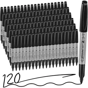 Permanent markers, 120 packs permanent markers bulk, quick drying in  second, , smooth, not easy to erase, durable, can be marked  glass, tiles and cloth, office supplies,Gray shell