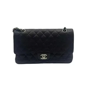 Pre-owned CHANEL hz8 Black & Silver Medium cf Caviar Crossbody Bag 62523
