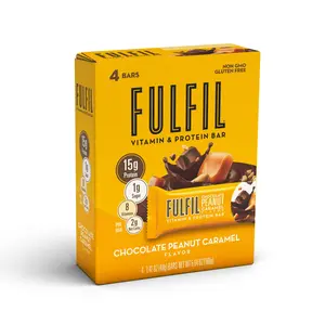 Fulfil Vitamin & Protein Bar, Chocolate Peanut Caramel, 4 Pack Snack