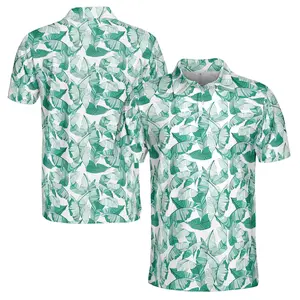 Funny Teal Tropical Plants Golf Men's Polo Shirt S-5XL