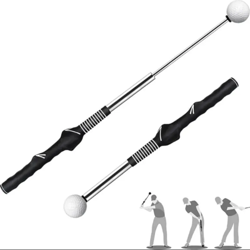 Retractable Golf Swing Trainer, Rhythm Click Sound Warm-Up Aid & Grip Trainer Attachment, Golf Training Aids, Golf Training Accessory, for Strength, Tempo & Consistency, Chipping & Hitting Accuracy with Pro Golf Accessories for All Skill Levels