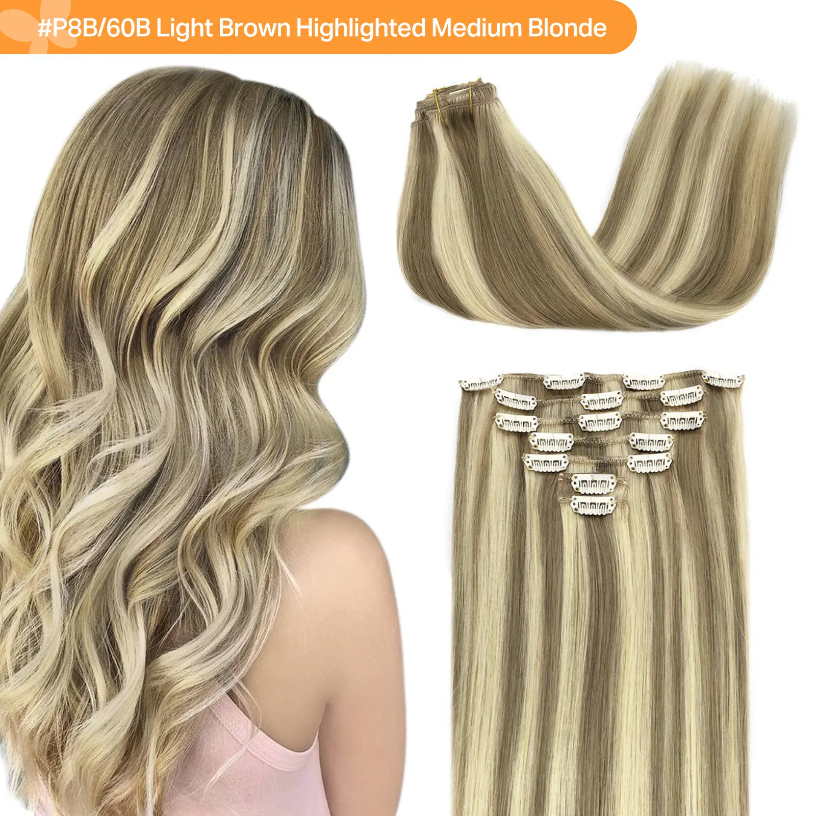 #P8B/60B Light Brown Highlighted Medium Blonde