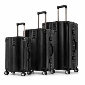 3 Piece Aluminum Frame Luggage Set, Zipperless Hardside Spinner Suitcases with TSA Lock, 20/24/28 Inch Carry-On & Checked Travel Luggage school fathersdaygift hardshell durable