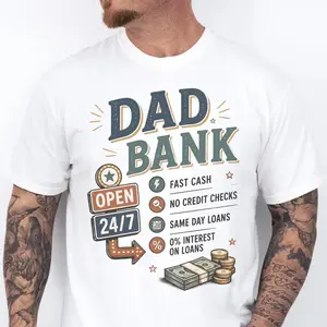 Men's Casual Round Neck Shortsleeve Tshirt, Funny Joke Design Clothes, Ideal Father's Day Gift Option for New Parents
