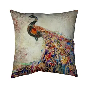 212 MAIN 18x18 in. Majestic Peacock Double-Sided Print Square Cushion Pillow - Indoor, Outdoor Sofa & Furniture Use