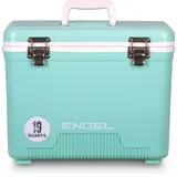 Engel 19 Qt Injection-Moulded Drybox Personal Cooler - Insulated Foam Cold-Retaining Small Hard Shell Lunchbox with Airtight Ergonomic Design, Carry Handles, Integrated Shoulder Strap, Moisture Resistant for Camping Gear Must Haves, Kayaking