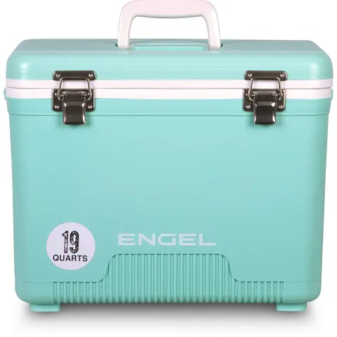 Engel 19 Qt Injection-Moulded Drybox Personal Cooler - Insulated Foam Cold-Retaining Small Hard Shell Lunchbox with Airtight Ergonomic Design, Carry Handles, Integrated Shoulder Strap, Moisture Resistant for Camping Gear Must Haves, Kayaking