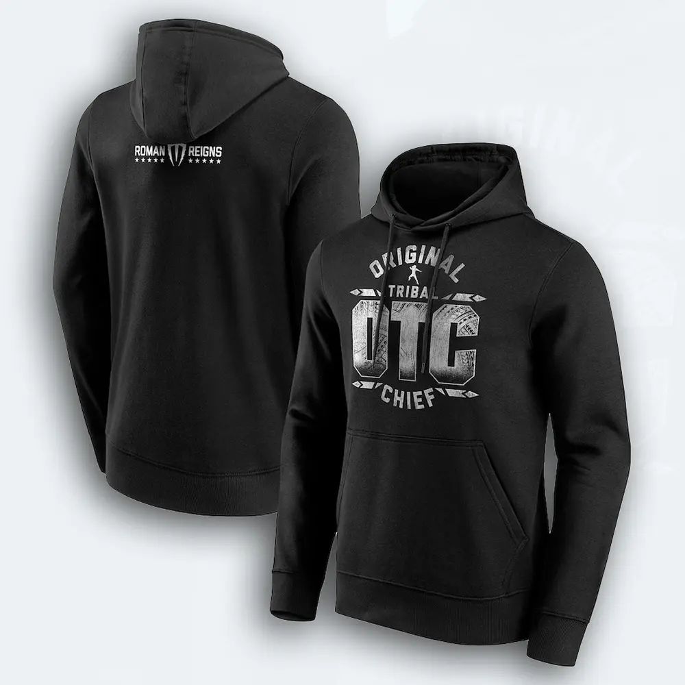 Roman Reigns OTC 10 Star Hoodie, Mens Black Wrestling Fan Apparel Tribal Chief Gift, Casual Menswear, Unisex Sizing Made in USA